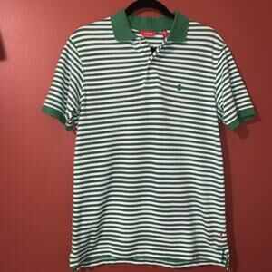 IZOD Polo Shirt men’s Small Green White Stripe Short Sleeve